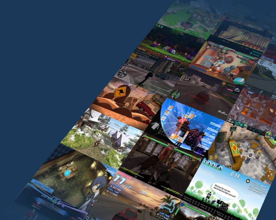 Collage of PSP game covers in the PPSSPP game browser