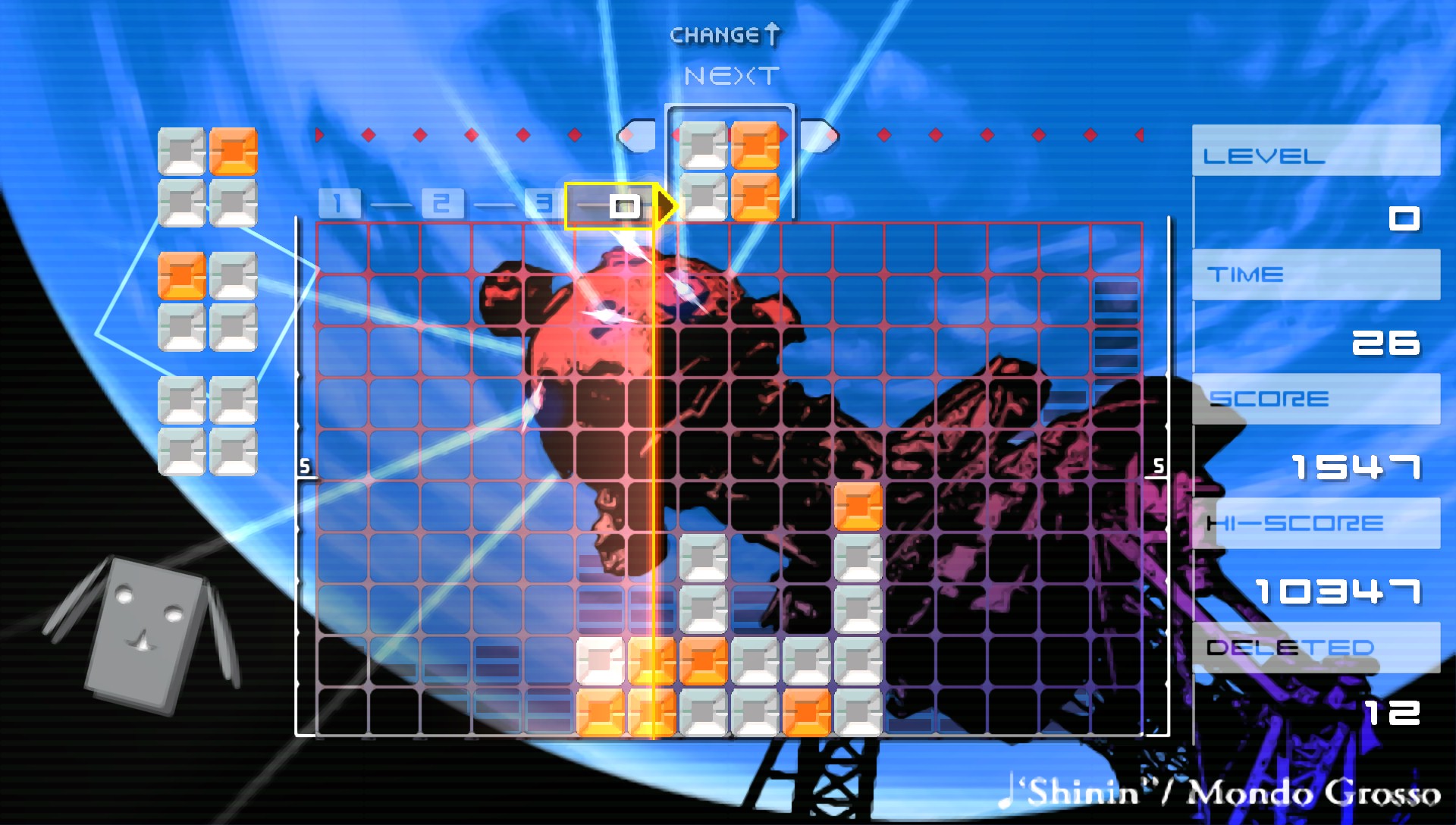Lumines gameplay in PPSSPP with sharp upscaled visuals